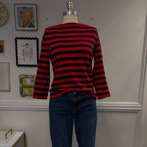 Kate Spade Saturday Striped Stretch Knit Pullover Coastal French Girl Timeless
